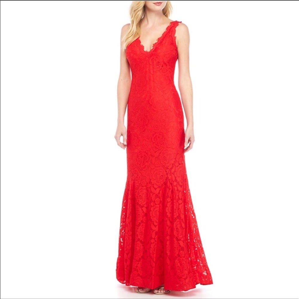 Betsy Adams Red Lace Dress